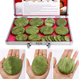 Juego de 21 Piezas de Piedras Calientes de Masaje de Jade Verde Oliva con Calentador, Juego de Tabla de raspado de Piedra energética Adecuado para el Tratamiento de relajación SPA