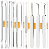 Herramienta removedora de puntos negros, Boxoyx 10 piezas profesional extractor de comedones de espinillas, kit de eliminación de acné – Tratamiento para espinillas, puntos negros, eliminación de zit, frente, facial y nariz (plata)