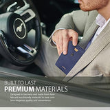 TRAVANDO AUSTIN - portafolios delgada para hombre con clip para dinero, bloqueo RFID, soporte para tarjetas de crédito plegable para hombre con caja de regalo, Azul y metal