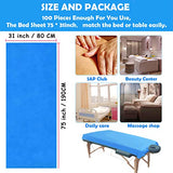 100 piezas de sábanas de mesa de masaje, sábanas desechables de spa no tejidas, transpirables, fundas de cama impermeables para spa, tatuaje, salón, pestañas, suministros de esteticista, color azul