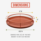 Charola para dorar Chef Pomodoro de cobre, fríe al aire en tu horno, juego de 2 piezas, bandeja para hornear (Redondo)