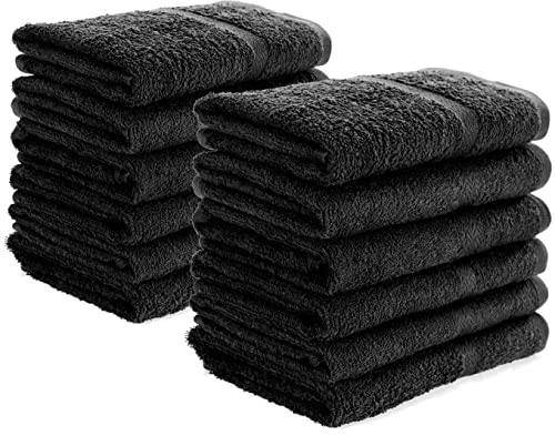 Toallas de Mano de algodón, 40,6 x 68,5 cm, Paquete de 12 Unidades, Color Negro, no a Prueba de blanqueador, 12 Unidades