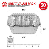 Sartenes de aluminio con tapas de plástico transparente (paquete de 50) sartenes de papel de aluminio de 0,5 kg – Contenedores de alimentos – 50 sartenes y 50 tapas – bandejas de papel de aluminio de 1 libra para sobras, llevar y llevar