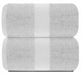 Toallas de baño de lujo extragrandes, muy absorbentes, colección de spa de hotel, 35 x 70 pulgadas, paquete de 2 (plata)
