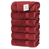 Hotel & SPA Quality, Highly Absorbent 100% Cotton Hand Towels (6 Pack, Cranberry)
