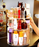 ▶  Organizador de maquillaje acrílico giratorio de 360 grados para baño, 4 niveles ajustables giratorios, cajas de almacenamiento de cosméticos y soporte de maquillaje, transparente