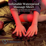 Hoja de masaje inflable, sábana impermeable de PVC duradera negra con lados inflables, 81.5 x 61.7 x 4.7 pulgadas, sábanas de terapia de masaje Nuru