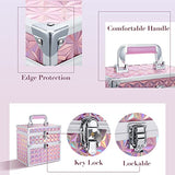 Costravio Caja organizadora de suministros de uñas, estuche de almacenamiento de esmalte de uñas, para tecnología de uñas o uso doméstico, con cajón y ranuras, estuche de viaje para tren de maquillaje portátil con cerradura, Rosa (Vibrant Pink)