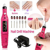 Pulidor de Uñas, Lima de Uñas Eléctrica, Kit de Taladro para Uñas 6pcs Puntas y Lijas, Velocidad Ajustable Torno Portátil para Uñas, Manicura y Pedicura