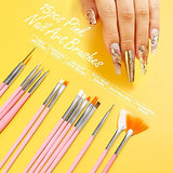 Manicura Decoración, Kit de Accesorios Decoración Uñas Nail Art, 38Pcs Suministros de Uñas con Juego, 15 Pinceles para Uñas, Lápiz de Punto, Uñas de Estrás, Copos de Hoja de Oro, para Diseños de Uñas en Casa