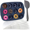 Mini Donut Pan Set - Kit combinado de 12 agujeros, fabricante de donuts de silicona antiadherente, 5 bolsas de repostería y espátula - Molde para hornear apto para lavavajillas y horno para donas pequeñas, galletas, arte de resina y más
