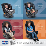 Chicco Fit4 - Asiento convertible de coche 4 en 1, todo en uno, más fácil, desde bebés hasta niños, 10 años de uso - Onyx