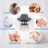 Mesa de masaje profesional de 3 secciones portátil, cama de masaje ergonómica de 84 pulgadas, cama facial de pestañas para esteticista, capacidad de carga de 500 libras, altura ajustable, con accesorios y funda de transporte