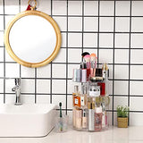 ▶  Organizador de maquillaje acrílico giratorio de 360 grados para baño, 4 niveles ajustables giratorios, cajas de almacenamiento de cosméticos y soporte de maquillaje, transparente