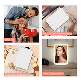 FUNTOUCH Espejo de maquillaje de viaje recargable con 72 luces LED, espejo de belleza portátil iluminado, iluminación de 3 colores, visualización táctil regulable, espejo cosmético plegable LED de mesa con luces