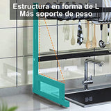 SPOWAY Escurridor de Platos para el Fregadero, Escurridor de Platos de 2 Niveles de Longitud Ajustable (85 a 100 cm), Estante para Secar Platos Sobre el Fregadero con Soporte para Utensilios para Platos para Organizar la Cocina, Acero al Carbono