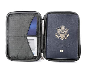 Zero Grid Passport Wallet - Travel Document Holder w/RFID Blocking (Shadow)