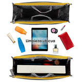 Bolso Organizador Insertar, multifunción Cosmética maquillaje en bolsa inserción dama mujer bolso，Transpirable Bolsa de almacenamiento de viaje con asa Inserte el bolso con cremallera genial para viajar (Gris negro)