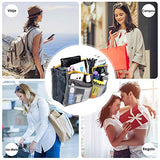 Bolso Organizador Insertar, multifunción Cosmética maquillaje en bolsa inserción dama mujer bolso，Transpirable Bolsa de almacenamiento de viaje con asa Inserte el bolso con cremallera genial para viajar (Gris negro)