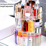Cq Organizador de maquillaje acrílico giratorio de 360 grados para baño, 4 niveles ajustables giratorios, cajas de almacenamiento de cosméticos y soporte de maquillaje, transparente