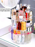 ▶  Organizador de maquillaje acrílico giratorio de 360 grados para baño, 4 niveles ajustables giratorios, cajas de almacenamiento de cosméticos y soporte de maquillaje, transparente