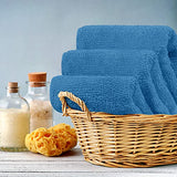 ▶ Toallas Juego de 4  (12 x 12 pulgadas), 100% algodón hilado en anillo, tacto suave y altamente absorbente, toallas esenciales para baño, baño, gimnasio, toalla facial y spa (azul eléctrico)