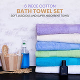 Juego de 6 toallas de baño de algodón súper suave de 400 g/m², de secado rápido, altamente absorbentes, toallas de spa para el baño, toallas de baño de 28 x 55 pulgadas, multicolor