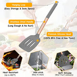 Juego de utensilios de cocina de silicona, juego de 14 utensilios de cocina antiadherentes resistentes al calor, utensilios de cocina con mango de acero inoxidable de cobre, pinzas giratorias, espátula, cuchara, sin BPA, no tóxico