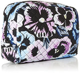 Bolsa organizadora de maquillaje grande de algodón para mujer, Plum Pansies - Algodón reciclado, Una talla, Bolsa organizadora de maquillaje grande de algodón