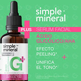 Serum Acido Glicolico 4 en 1 Exfoliante Facial Simple Mineral Serum Facial Aclarante con Ácido Hialurónico, AHA y Glicerina - Suero facial Aclarador de Piel, Aloe Vera para Peeling Facial 4 en 1 exfoliante facial 66% más contenido (vs 30ml de otros)