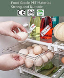 ▶ Organizador de cajón de nevera, organizador de refrigerador, extraíble con asa, estante para nevera, contenedor transparente para alimentos, bebidas, apto para estante de nevera de menos de 1,5 cm (dos particiones)