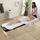 Mesa de masaje profesional ligera, portátil, 3 secciones, 84 pulgadas, cama ancha para pestañas de salón de spa, altura ajustable, marco de madera reforzada, cama facial plegable con bolsa de transporte, color negro