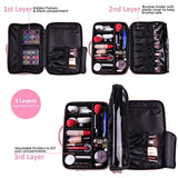 Estuche de Maquillaje Grande, Organizador de Bolsas de Maquillaje de Viaje, Color Rosa y Negro, Bolsa de Cosméticos Profesional, Caja de Almacenamiento Portátil con Divisor Ajustable