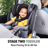 Chicco Fit4 - Asiento convertible de coche 4 en 1, todo en uno, más fácil, desde bebés hasta niños, 10 años de uso - Onyx