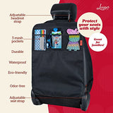 Lusso Gear Alfombrillas resistentes (2 unidades) – Protector de asiento trasero, a prueba de caída, impermeable, funda de asiento trasero de coche para niños que hacen grandes desorden, 3 bolsillos de almacenamiento reforzados, tela Oxford de alta calidad