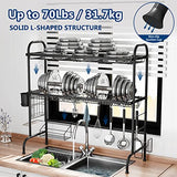Escurridor de Trastes, Escurridor de Trastes Acero Inoxidable,Escurridor de Trastes sobre Fregadero con Estante para Cubiertos,Estante para Tablas de Cortar(2 Niveles Negro)
