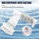 SZFIXEZ cepillo para polvo de limpieza eléctrico inalámbrico para baño, limpiador eléctrico giratorio con 4 cabezales de cepillo para polvo de limpieza de ducha reemplazables para pared, baño, piso de azulejos, tina, inodoro, ventana