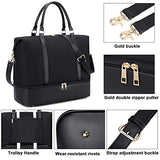 Weekender - Bolsa de viaje de piel sintética, Negro con compartimento para zapatos., Large, Bolsa de noche