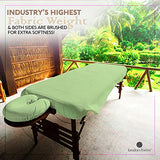 London Linens Juego de sábanas de mesa de masaje de 3 piezas, 100% franela de algodón natural, incluye funda de mesa de masaje, sábana bajera de masaje y funda de descanso facial de masaje (verde salvia)