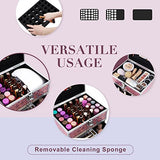 Costravio Caja organizadora de suministros de uñas, estuche de almacenamiento de esmalte de uñas, para tecnología de uñas o uso doméstico, con cajón y ranuras, estuche de viaje para tren de maquillaje portátil con cerradura, Rosa (Vibrant Pink)