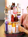 ▶  Organizador de maquillaje acrílico giratorio de 360 grados para baño, 4 niveles ajustables giratorios, cajas de almacenamiento de cosméticos y soporte de maquillaje, transparente