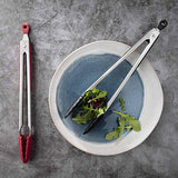 Juego de 2 pinzas de cocina (9 pulgadas y 12 pulgadas) - Acero inoxidable con puntas de silicona antiadherentes 480F resistentes al calor - Gran herramienta para cocinar, servir y asar - Apto para lavavajillas (negro)