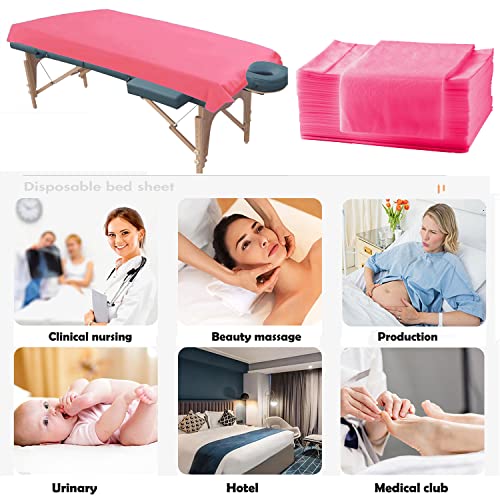 50 piezas de sábanas desechables, sábanas de spa, sábanas de mesa de masaje, cama impermeable, para prueba de tejidas, sábanas de spa para mesa de masaje, tatuajes, salones de belleza, cama de pestañas, color rosa