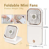 Mini ventilador portátil con pilas 5 en 1 como banco de energía, soporte para teléfono, ventilador de mano, ventilador de escritorio, ventiladores de mano personales recargables por USB, batería de 3000 mAh, 3 velocidades ajustables, cordón para el cuello