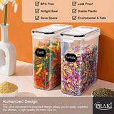 Juego de 5 Recipientes Herméticos para Almacenamiento de Dlimentos PRAKI Sin BPA Con Tapas, Perfecto para Azúcar, Suministros para Hornear, 20 Etiquetas y Marcas (4L Negro)