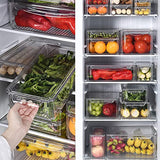 Contenedores organizadores de refrigerador con tapas, 10 unidades sin BPA, organizadores apilables de plástico transparente para refrigerador, congelador, clóset de cocina, organización de despensa y almacenamiento