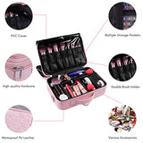 Estuche de Maquillaje Grande, Organizador de Bolsas de Maquillaje de Viaje, Color Rosa y Negro, Bolsa de Cosméticos Profesional, Caja de Almacenamiento Portátil con Divisor Ajustable