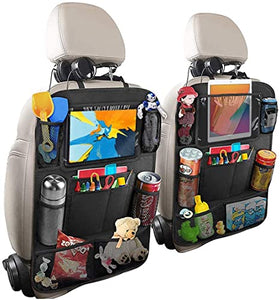 2 Pack Organizadores de Asiento Trasero e Automóvil - Organizadores para Asientos de Coches para Niños - Universal Protector Trasero del Asiento de Coche Cubierta Con Soporte de Pantalla Clara para Tableta - 9 Bolsillos de Almacenamiento|Uso Universal|Fác