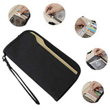 ZOPPEN portafolios RFID para pasaporte de viaje y documentos organizador con cierre con correa de muñeca extraíble, #01 negro, Una talla, Casual