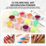 Kit de Uñas Acrílicas -3PC Polvo de Cristal+ 12PC Acrílicos Polvo Color Claro +12PC Acrílicos Polvo Brillo,Postizas Uñas de Diamantes de Imitación de Salón de Uñas Herramientas de Manicura para Principiantes